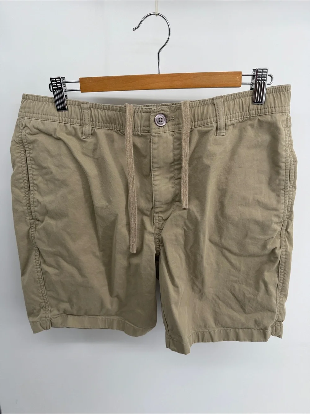 Quince elastic drawstring waist pull-on flat front chino shorts sz M